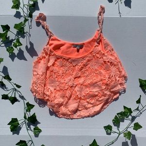 Coral Lace Crop Top